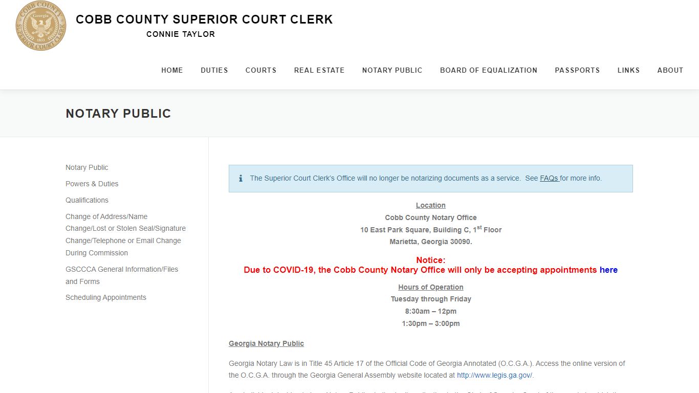 Notary Public – Cobb County Superior Court Clerk