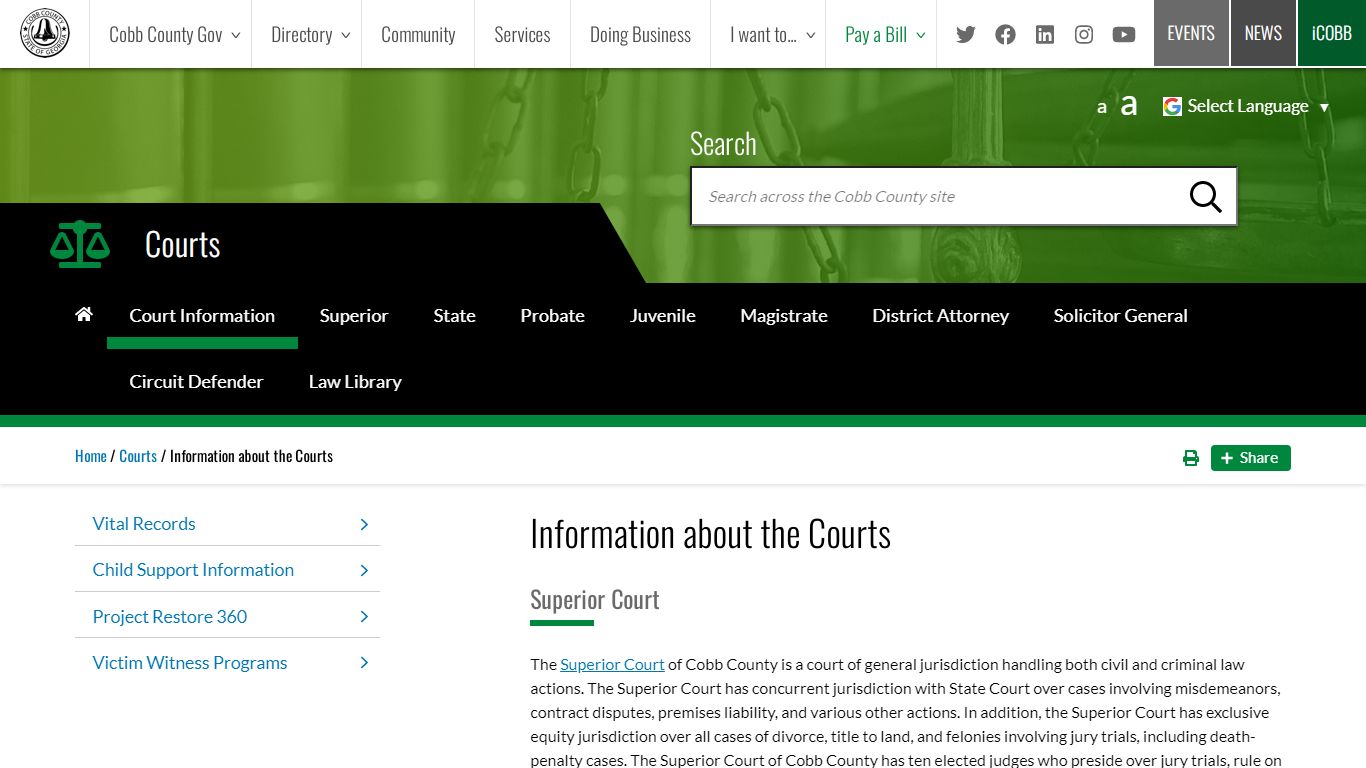 Information about the Courts | Cobb County Georgia